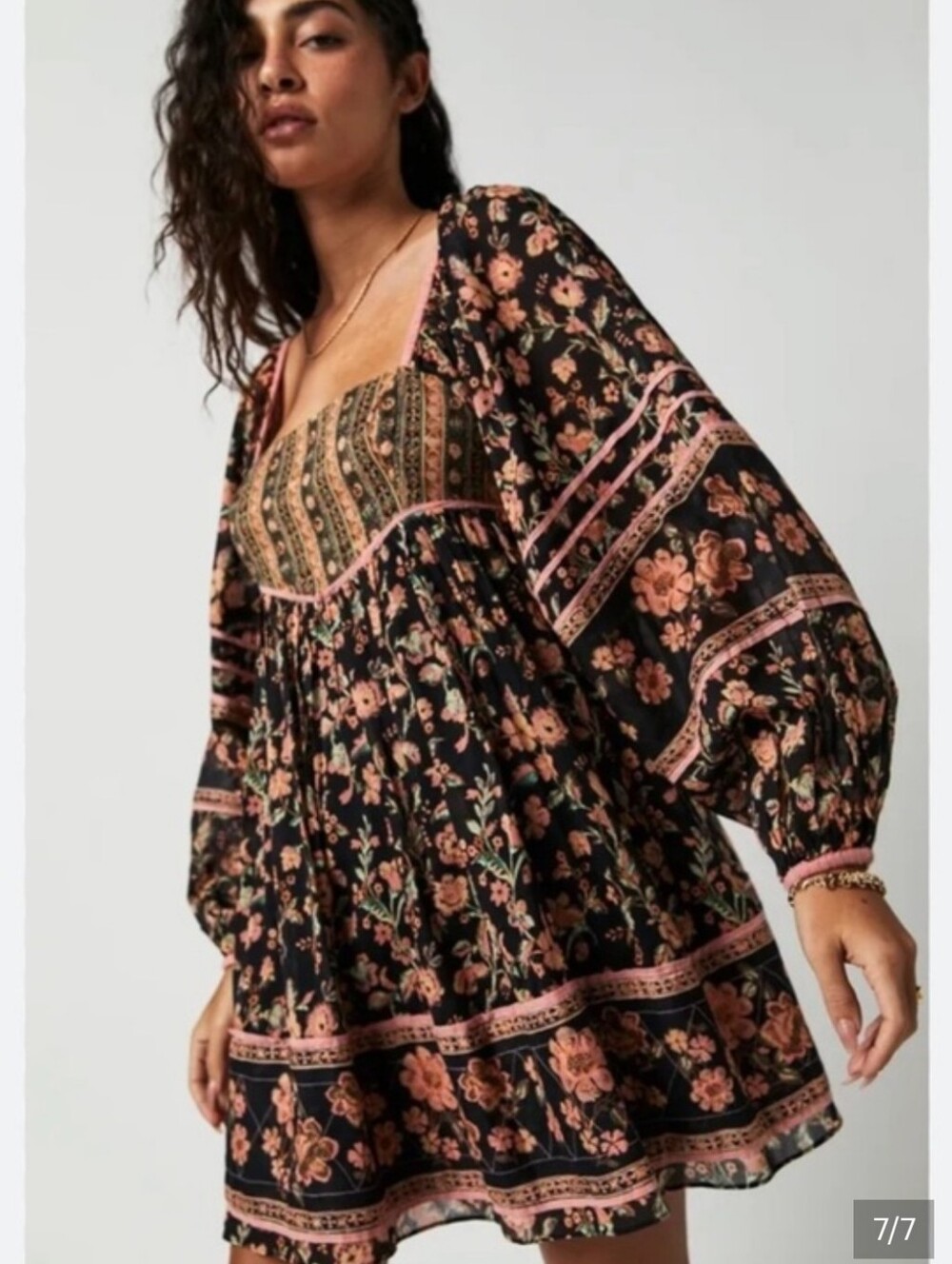 Free People Endless Afternoon Long Sleeve Floral Mini Dress